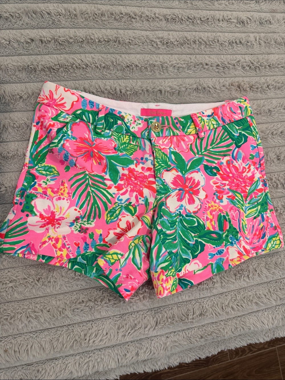 Lilly Pulitzer Pink Tropical Floral High-Waist Shorts